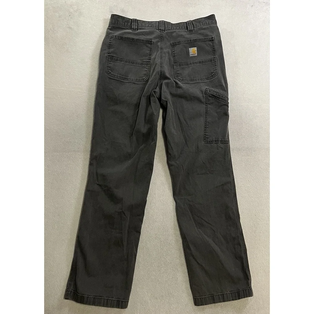 Carhartt Pants Men's 34x34 Gray BN2291-M Rugged Flex Relaxed Fit Canvas Work